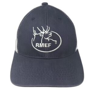 RMEF Rocky Mountain Elk Foundation Trucker Hat Blue White Snapback OSFM Elk Cap